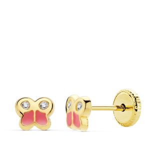Pendientes Mariposa oro y coral