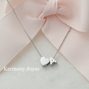 Gargantilla Inicial en Plata + Corazón