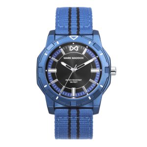 Reloj Hombre Mission, caja de aluminio y correa de nylon azul