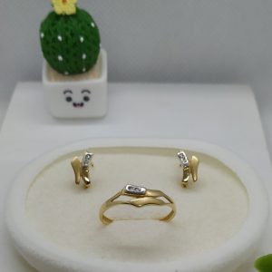 Jgo. Pendientes y Sortija Oro Amarillo y Circonita 1ª Comunión  1-26