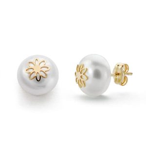 Pendientes perla flor