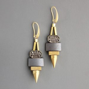 Pendientes "Art Déco Noir" de David Aubrey | Hematita, Cristales y Oro 18k