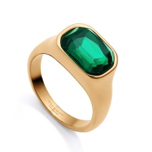 Anillo dorado con cristal verde Viceroy.