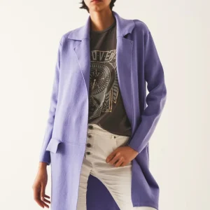 Cardigan extra grande en morado con solapas