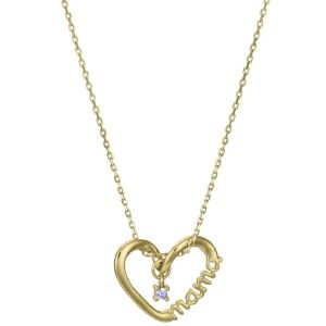 Collar de plata de primera ley con baño de oro con forma de corazón » Mamá»