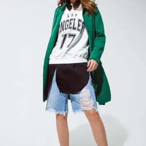 Maxi cárdigan de cuello grande en verde