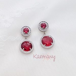 Pendientes de Plata Oclock Rojo