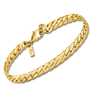 Pulsera tipo cadena en acero ip-dorado.