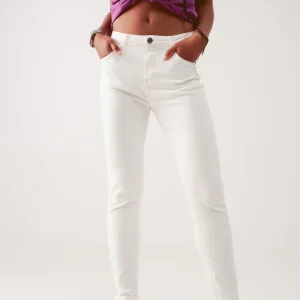 Vaqueros de talle alto color crema